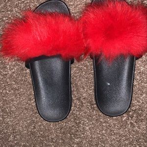 Blue and red fur slides 2 for 1